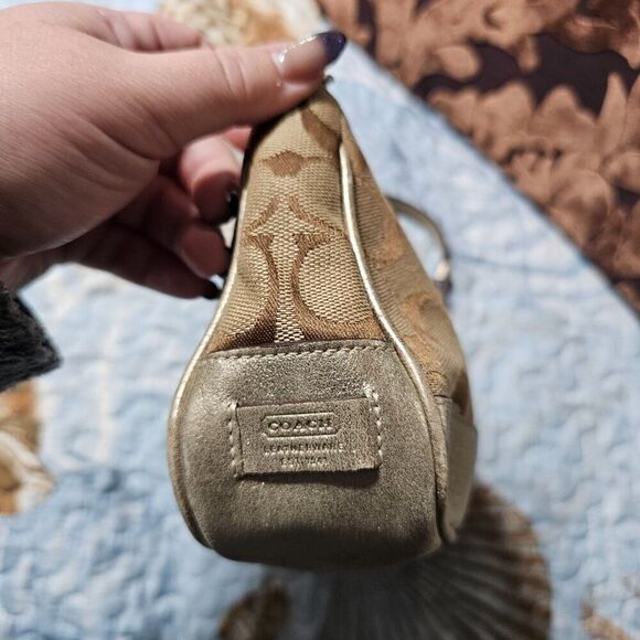 2005 Metallic champagne suede y2k Coach Demi Shoulder Bag - Picture 5 of 7